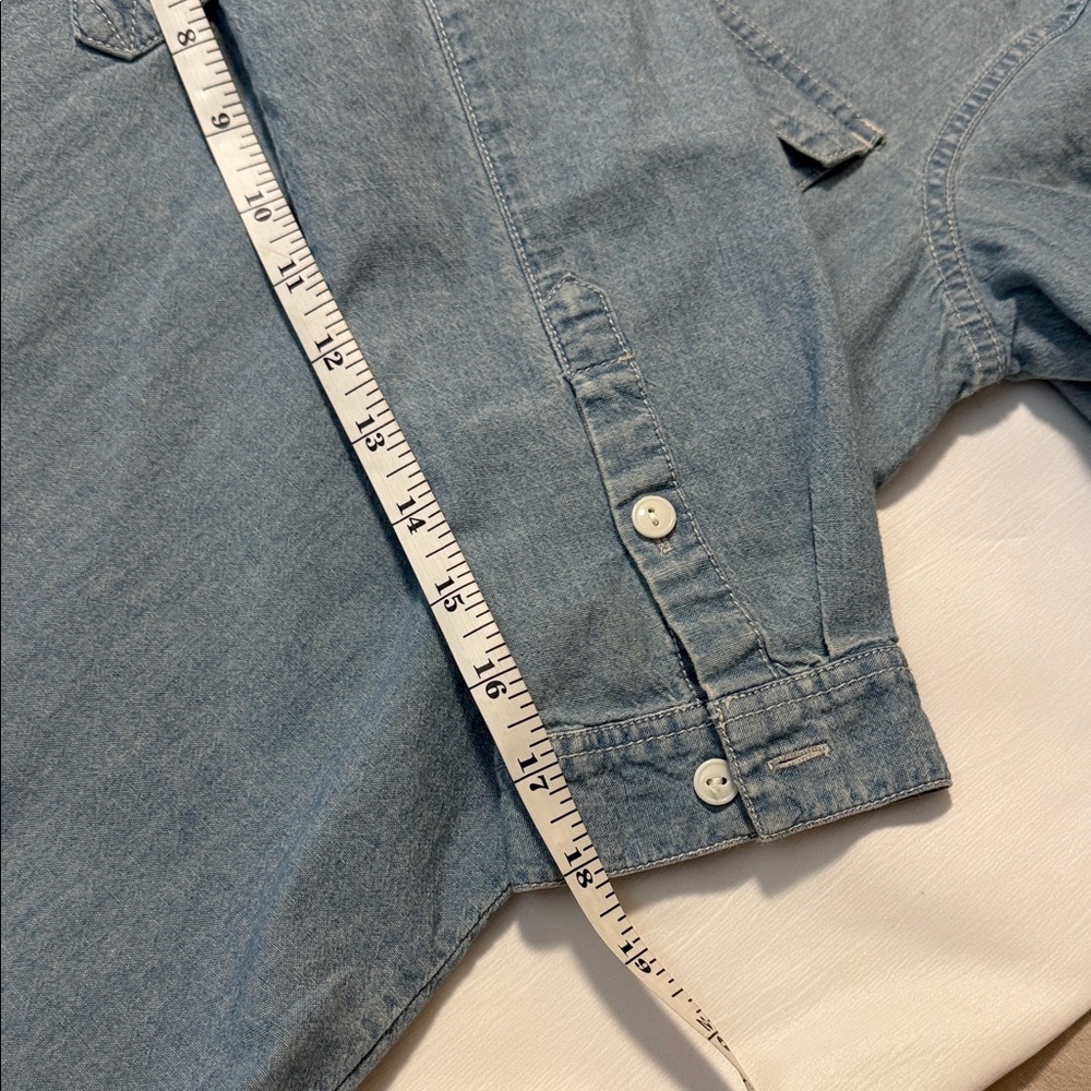 J.Crew Women’s Chambray Denim Shirt Small Popover Utility Button Front - Picture 9 of 9